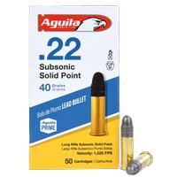 Aguila .22LR Subsonic Solid Point 40 Grain, 50 Rounds