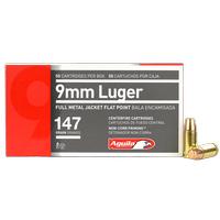Aguila 9MM 147 Grain Flat Point FMJ 50 Rounds