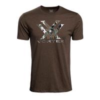 Vortex Camo Logo Short Sleeve T-Shirt, Brown Heather