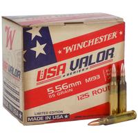 Winchester USA Valor 5.56MM 55 Grain FMJ 125 Rounds