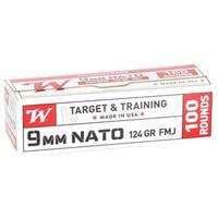 Winchester NATO Ammunition 9mm Luger 124 Grain Full Metal Jacket (Value Pack) 100 Rounds