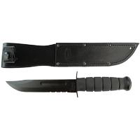 Ka-Bar Serrated Black Fighting Knife with Leather Sheath